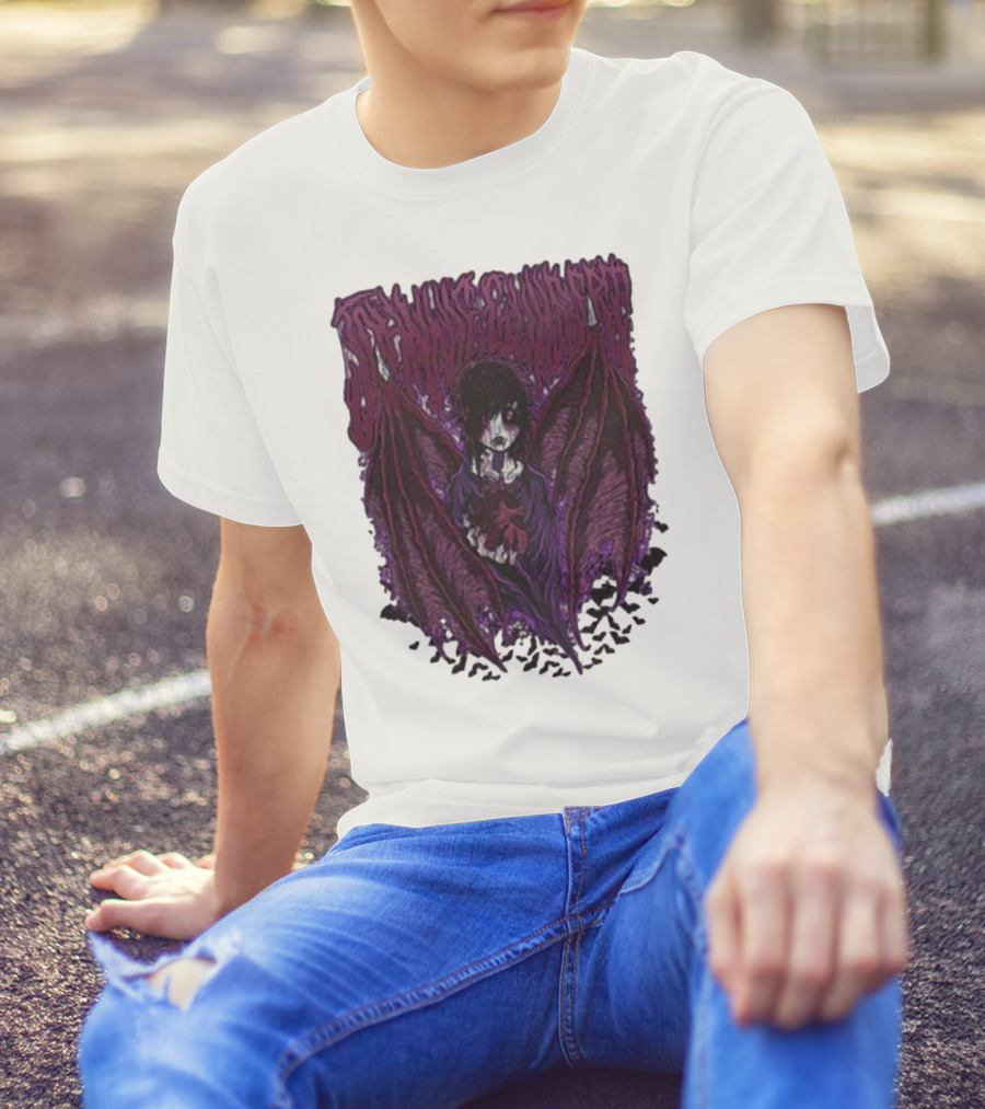 Johnnie Guilbert Vampire Dark Gothic Artwork With Wings And Heart T-Shirt