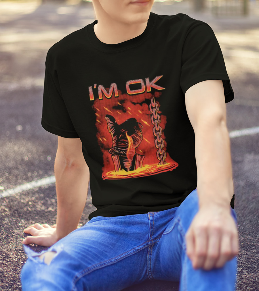 I'm Ok Arm Tied Under Lava Chain Rain T-Shirt
