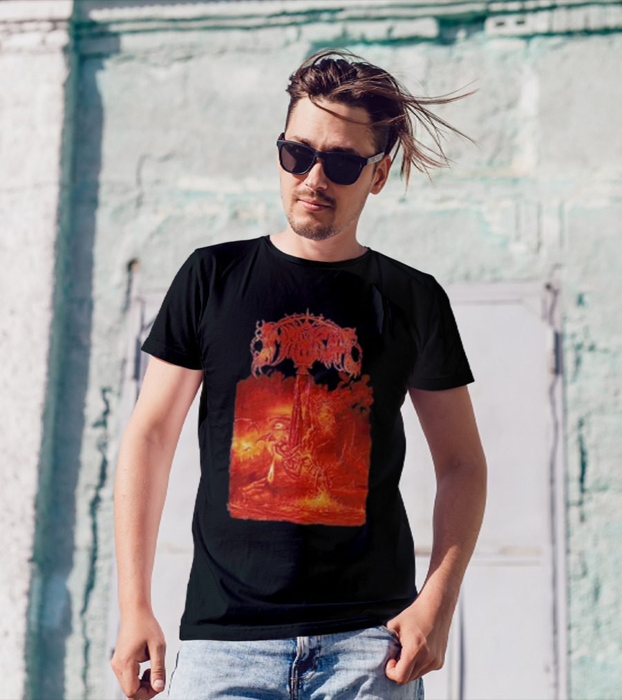 Immortal Damned In Black Fiery Red Scene T-Shirt