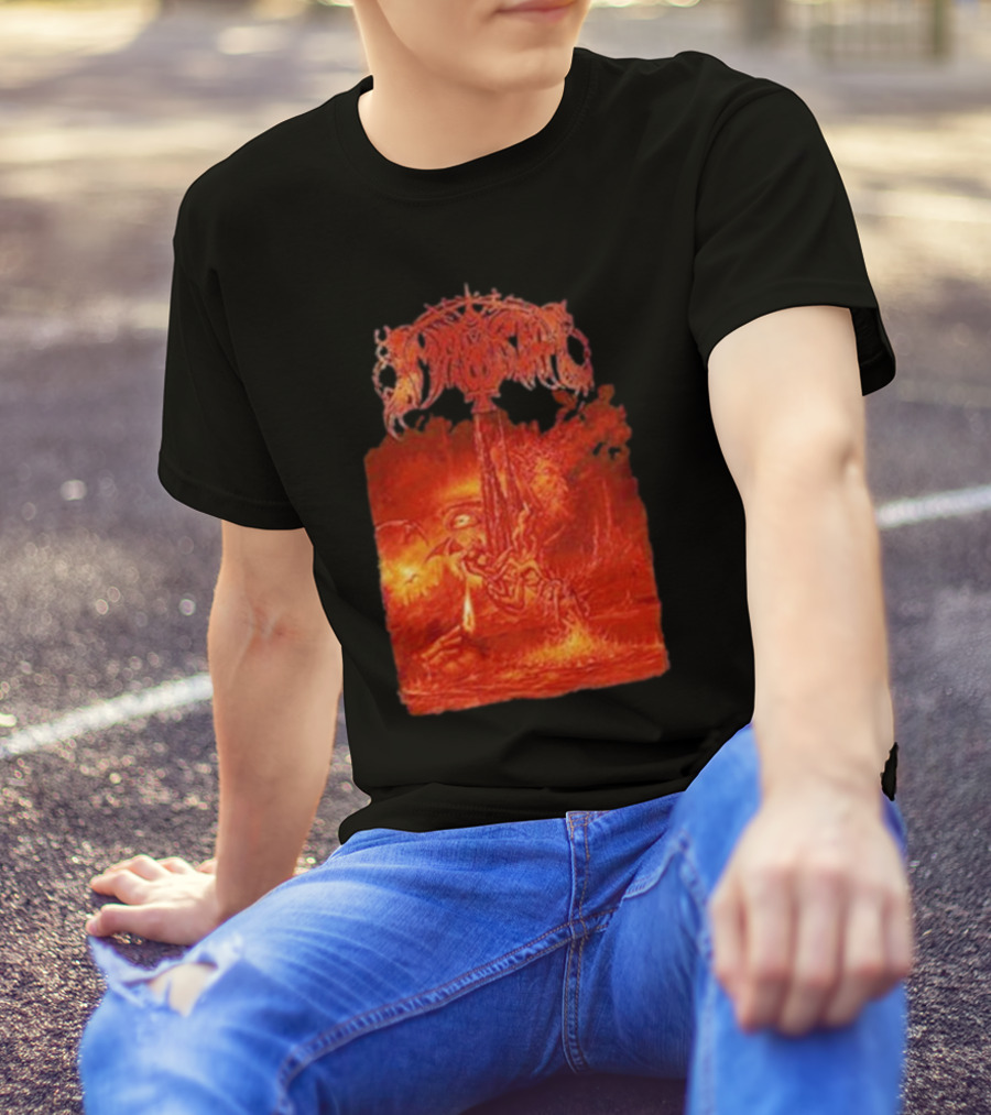 Immortal Damned In Black Fiery Red Scene T-Shirt