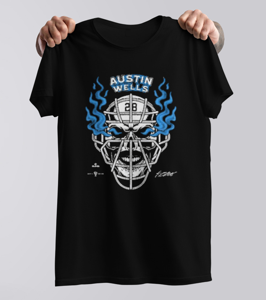 Stone Cold Austin Wells Skull Mask Flames 28 T-Shirt