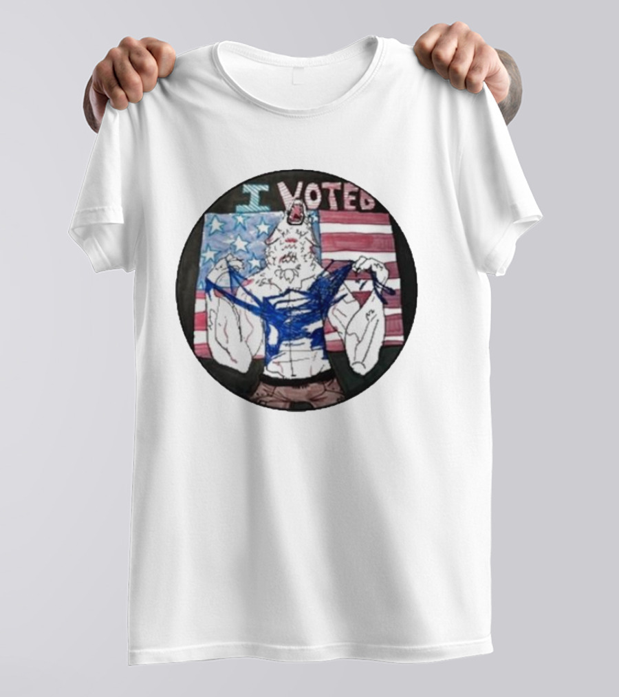I Voted Michigan Patriotic Wolf American Flag T-Shirt