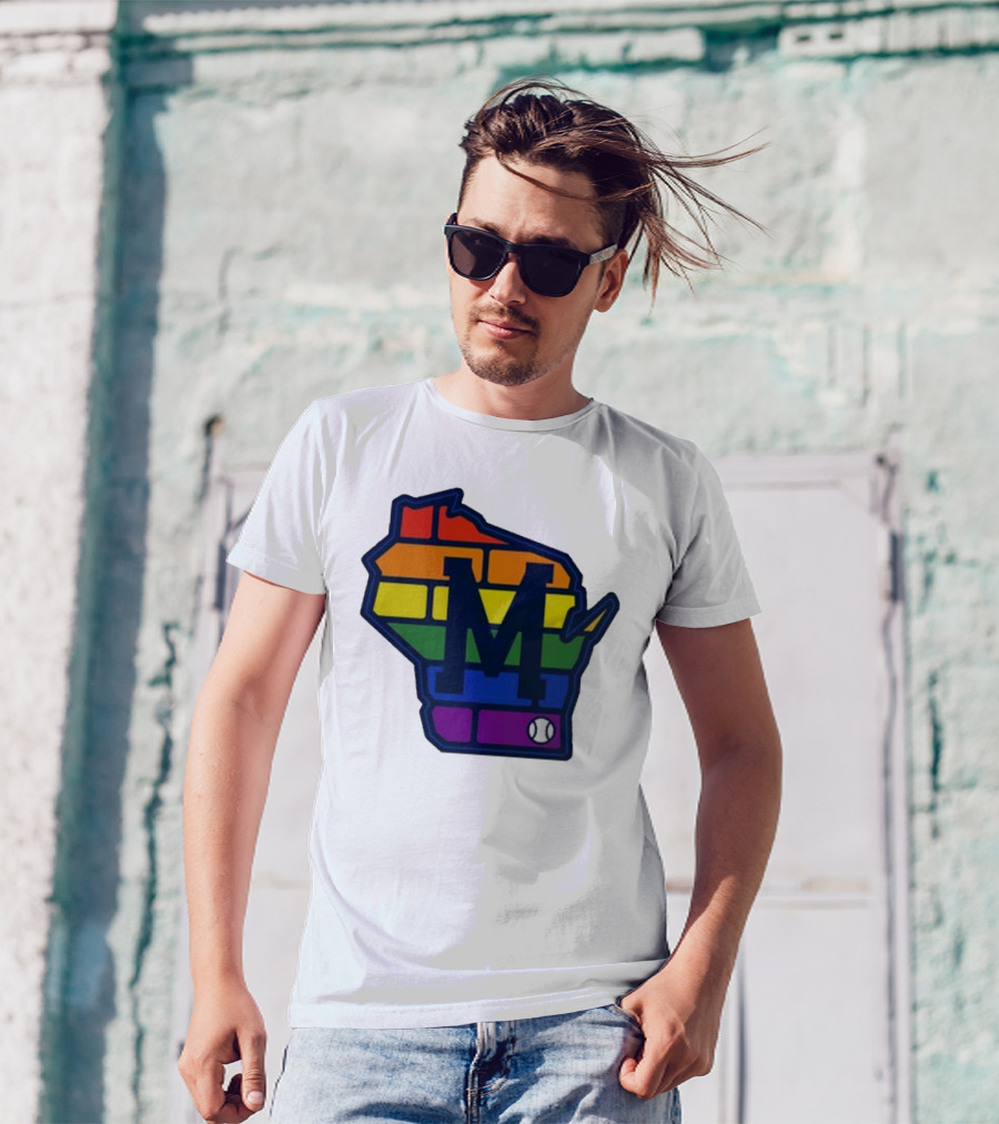 Aurora Health Care Brewers Pride Rainbow Wisconsin Baseball T-Shirt