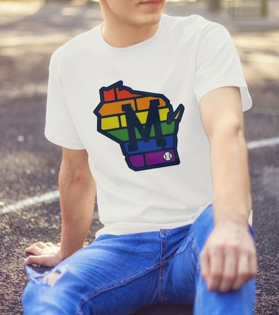Aurora Health Care Brewers Pride Rainbow Wisconsin Baseball T-Shirt