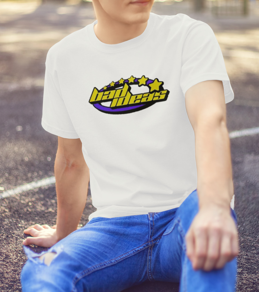 Bad Ideas Content Retro Five Stars Yellow And Purple T-Shirt