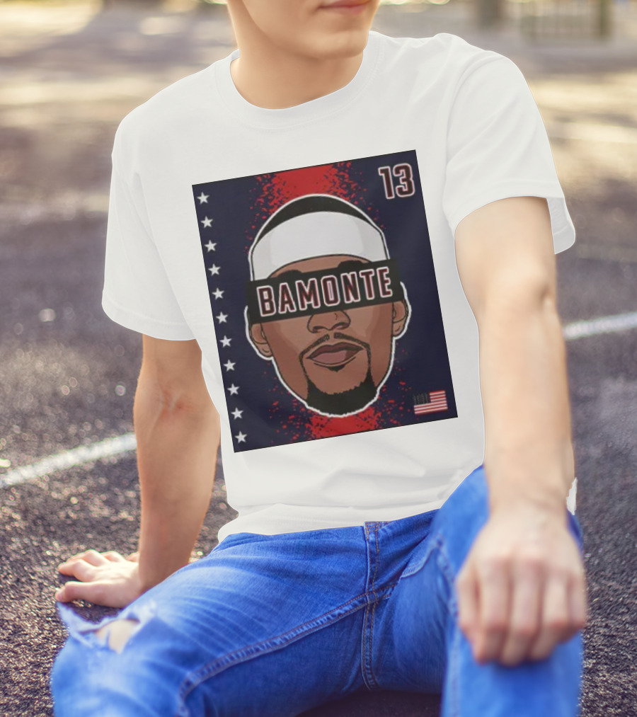 Bamonte 13 Stars And Stripes Illustration Bam Adebayo T-Shirt
