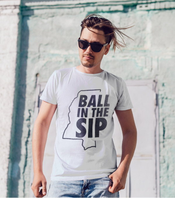 Ball In The Sip Mississippi Outline Lane Kiffin T-Shirt