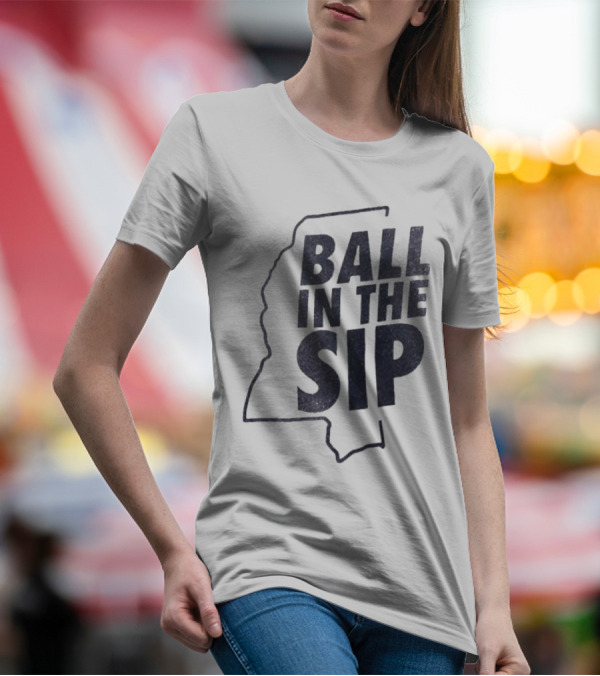 Ball In The Sip Mississippi Outline Lane Kiffin T-Shirt