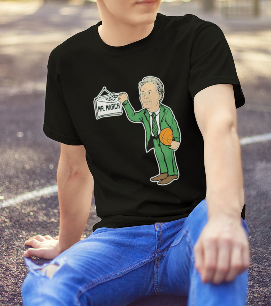 Mr. March Basketball Coach With Calendar In Green Suit Holding Basketball T-Shirt