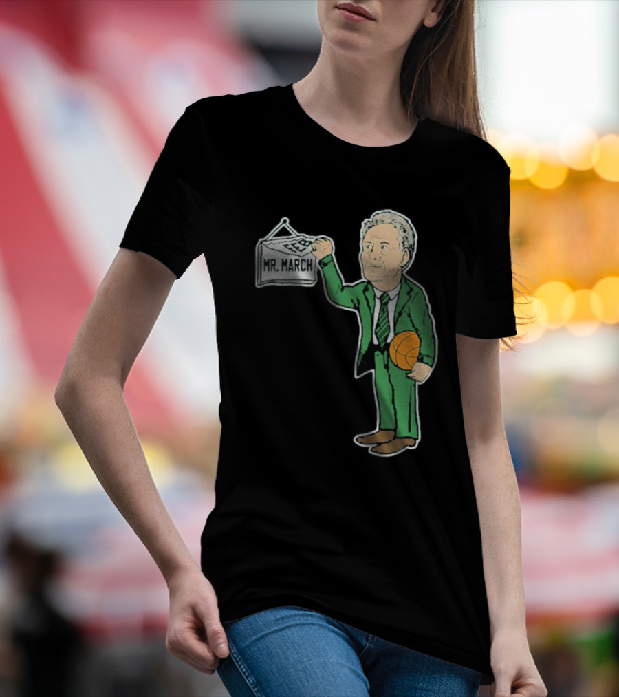 Mr. March Basketball Coach With Calendar In Green Suit Holding Basketball T-Shirt