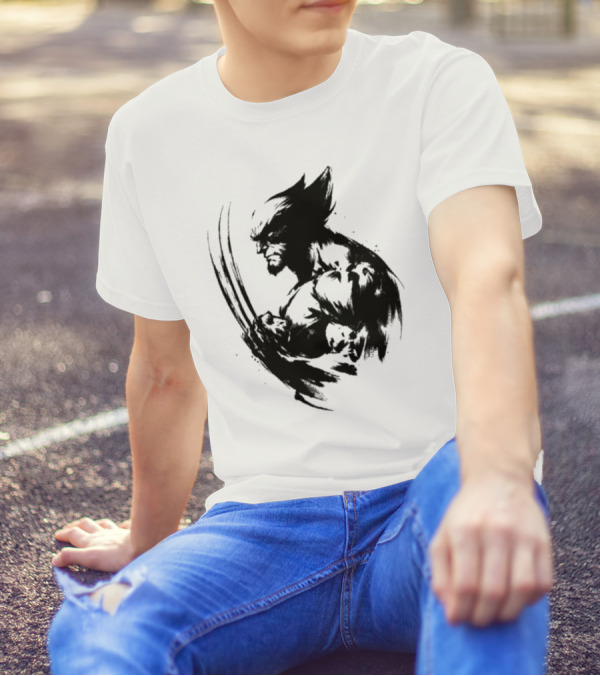 Mutant Inked Wolverine Claw Shadows Sketch T-Shirt