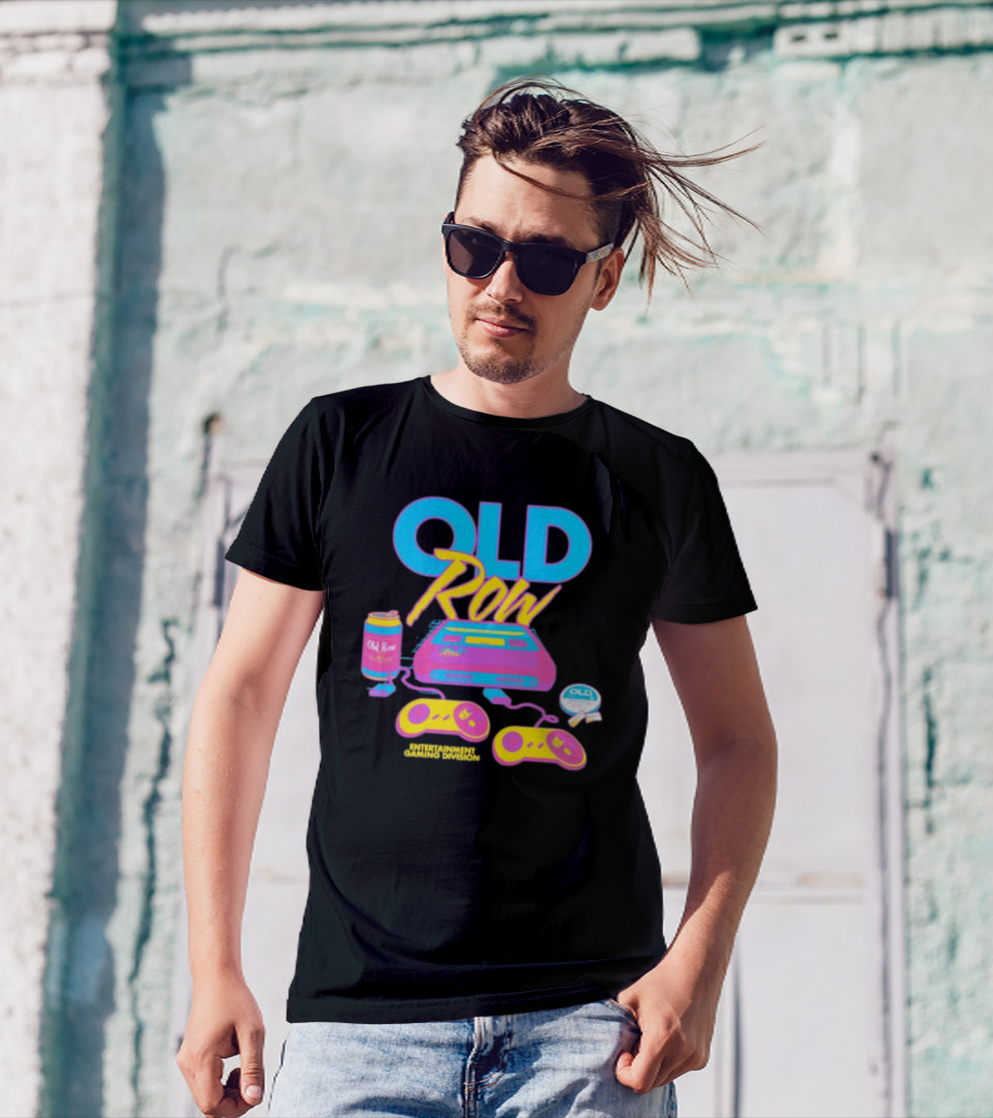 Old Row 90s Gaming Entertainment Gaming Division Mineral Wash Retro Console Controllers T-Shirt