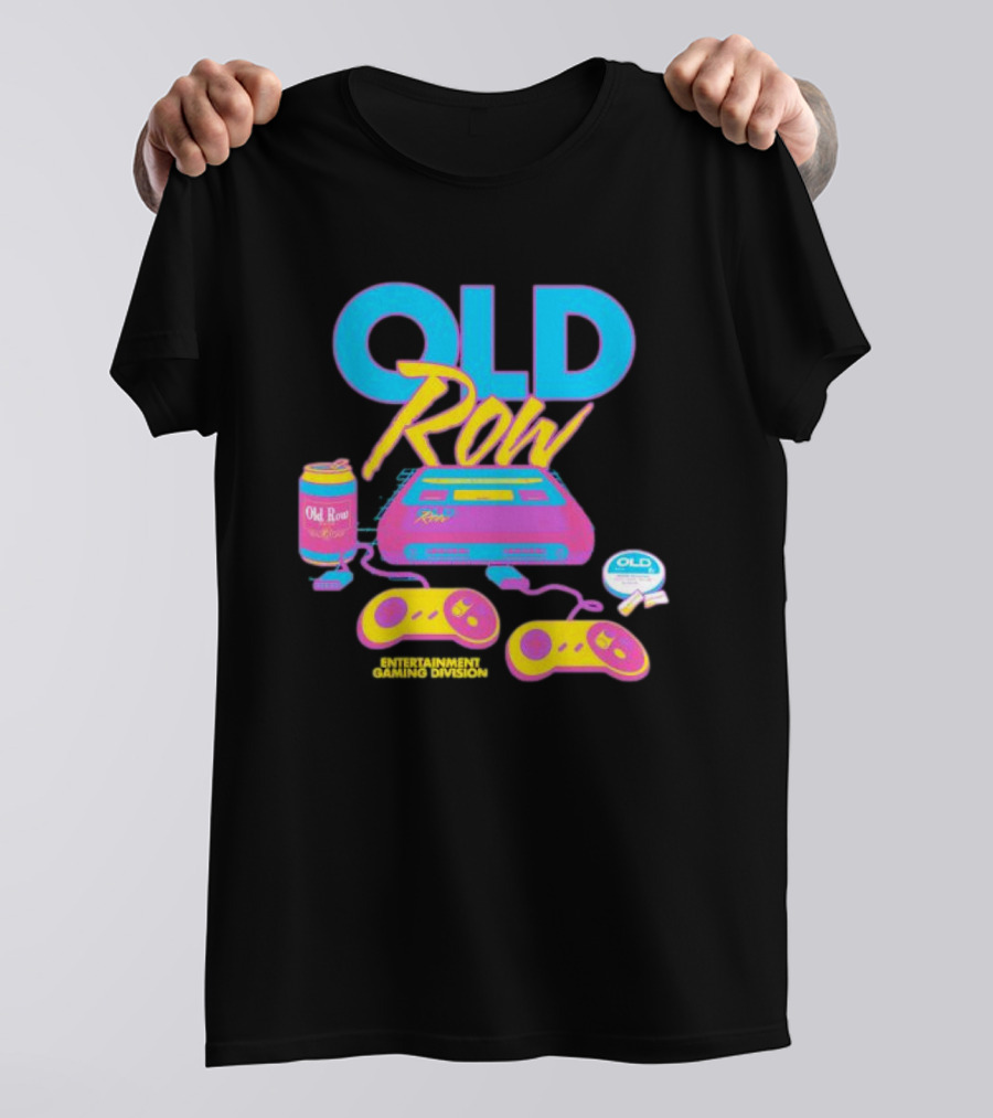 Old Row 90s Gaming Entertainment Gaming Division Mineral Wash Retro Console Controllers T-Shirt