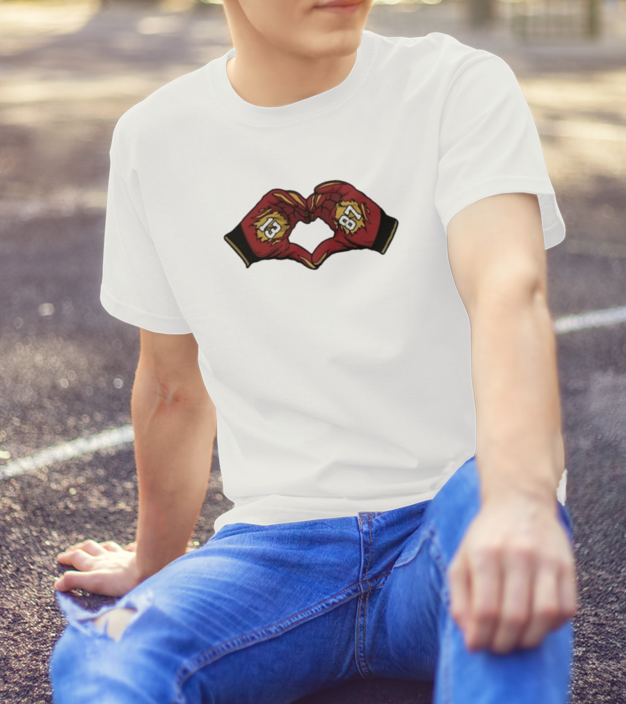 Nazeeh Johnson And Travis Kelce Kansas City Chiefs Heart Hands 13 87 T-Shirt