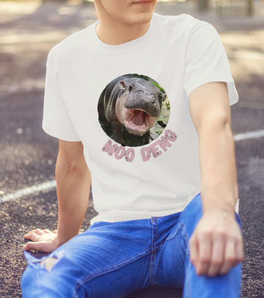 Moo Deng Cute Baby Hippo Picture Thai Bouncy Pig T-Shirt