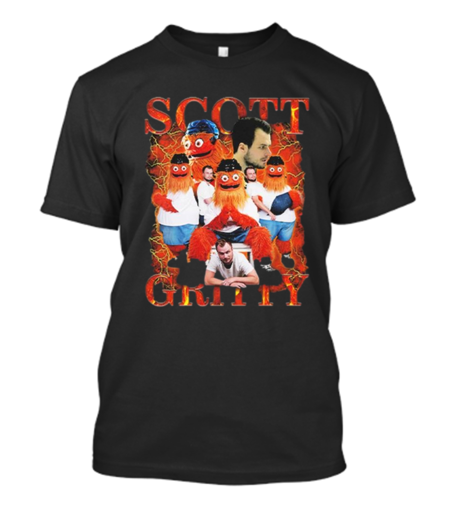 Philadelphia Flyers Scott Gritty Lightning Background T-Shirt