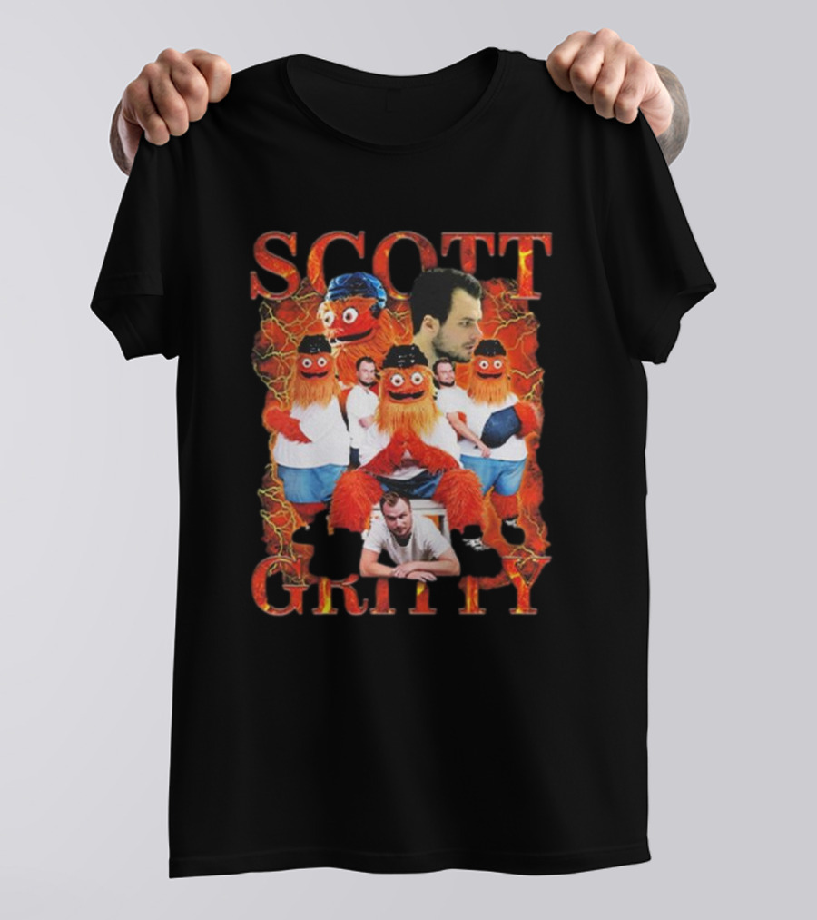 Philadelphia Flyers Scott Gritty Lightning Background T-Shirt