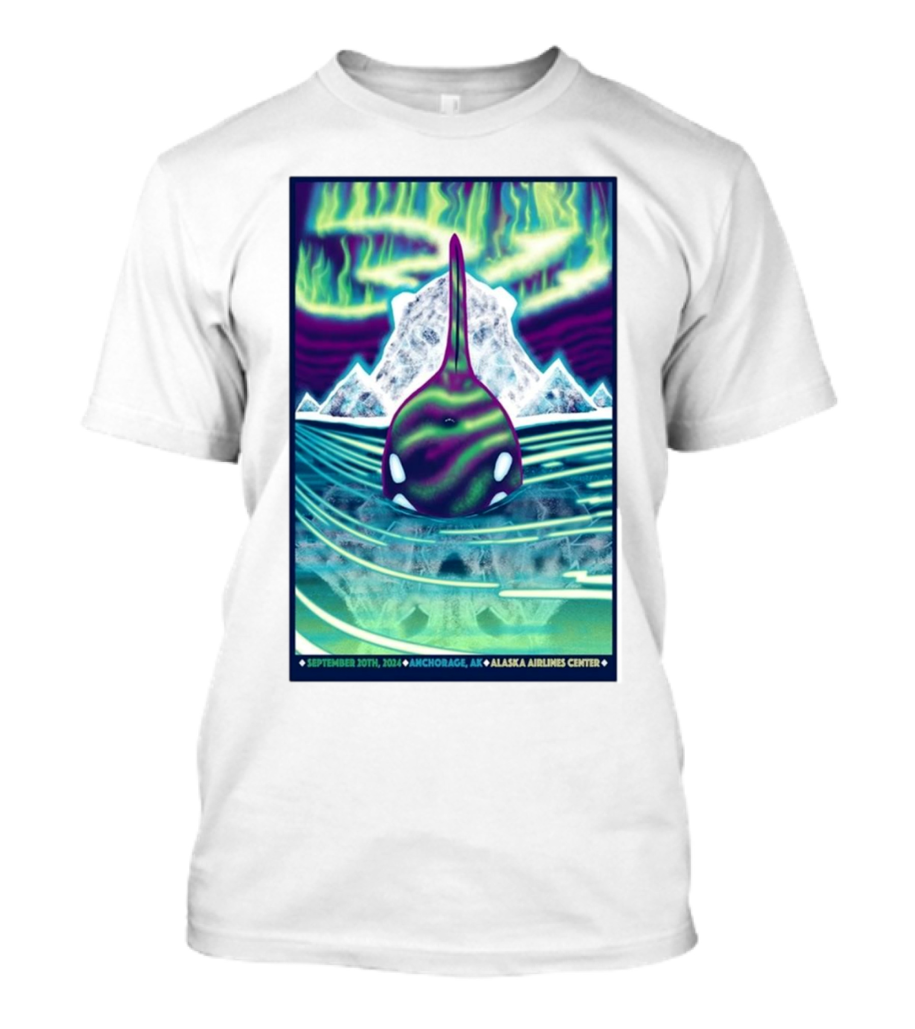 311 Alaska Airlines Center Tour September 20 2024 Anchorage AK Northern Lights Orca Iceberg T-Shirt