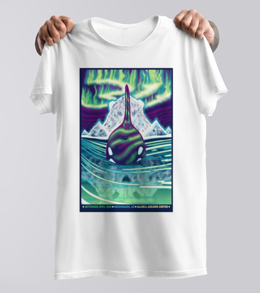 311 Alaska Airlines Center Tour September 20 2024 Anchorage AK Northern Lights Orca Iceberg T-Shirt