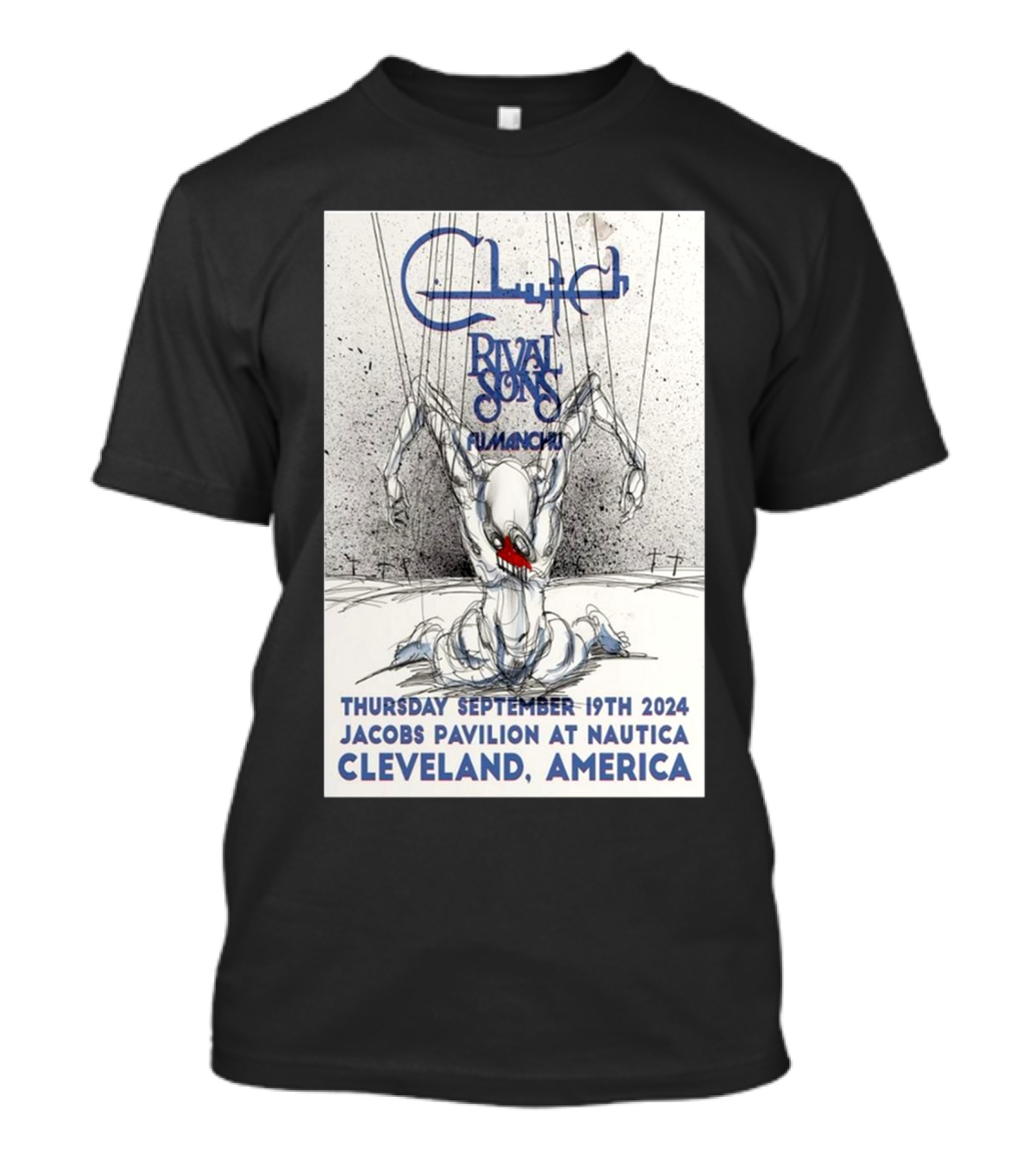 Clutch Rival Sons Fu Manchu Thursday September 19th 2024 Jacobs Pavilion At Nautica Cleveland America T-Shirt