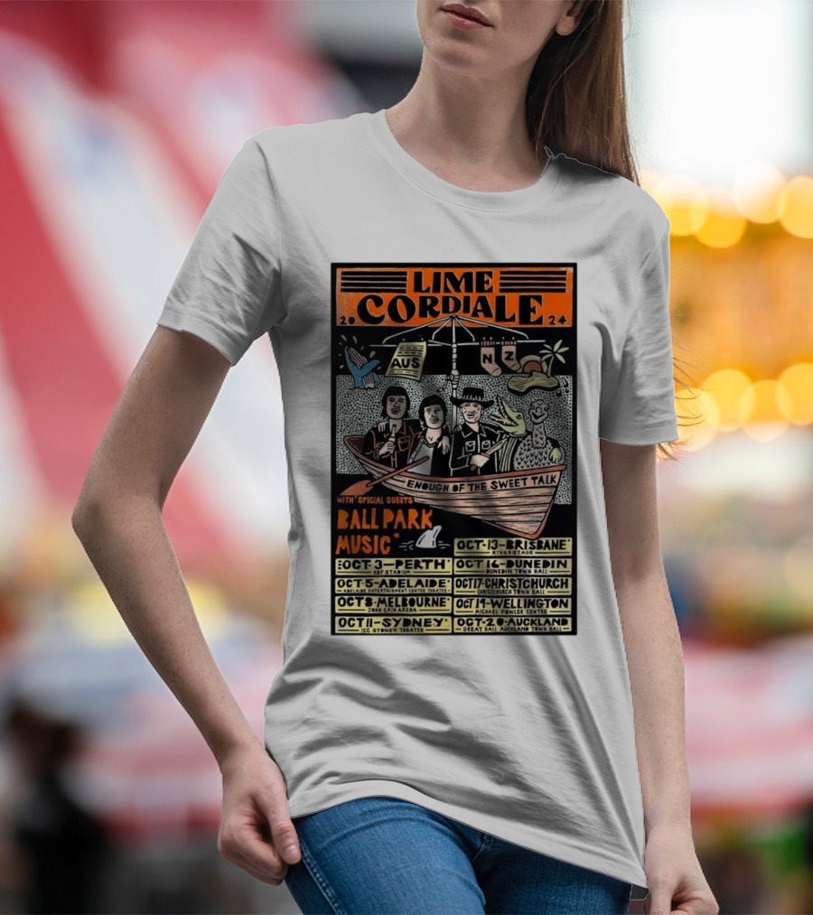 Lime Cordiale Enough Of The Sweet Talk Tour With Ball Park Music Australia New Zealand T-Shirt
