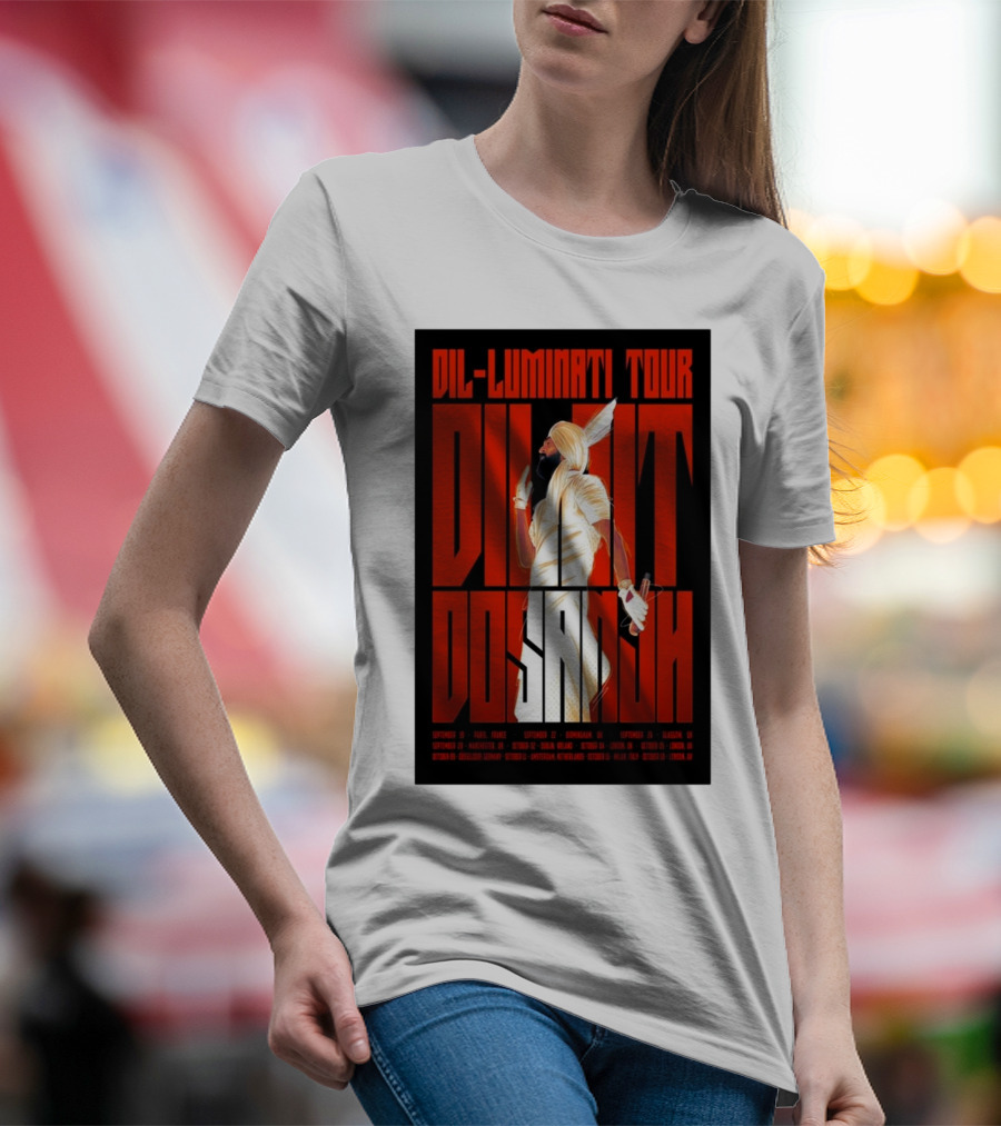 Diljit Dosanjh Dil-Luminati Tour Europe 2024 September Paris Cologne Brussels London Manchester Glasgow T-Shirt