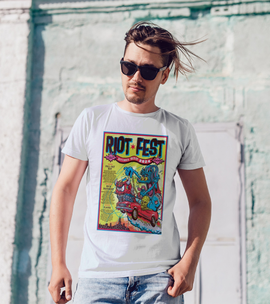 Riot Fest September 20-22 2024 Douglass Park Chicago Featuring Fall Out Boy Beck Pavement Slayer T-Shirt