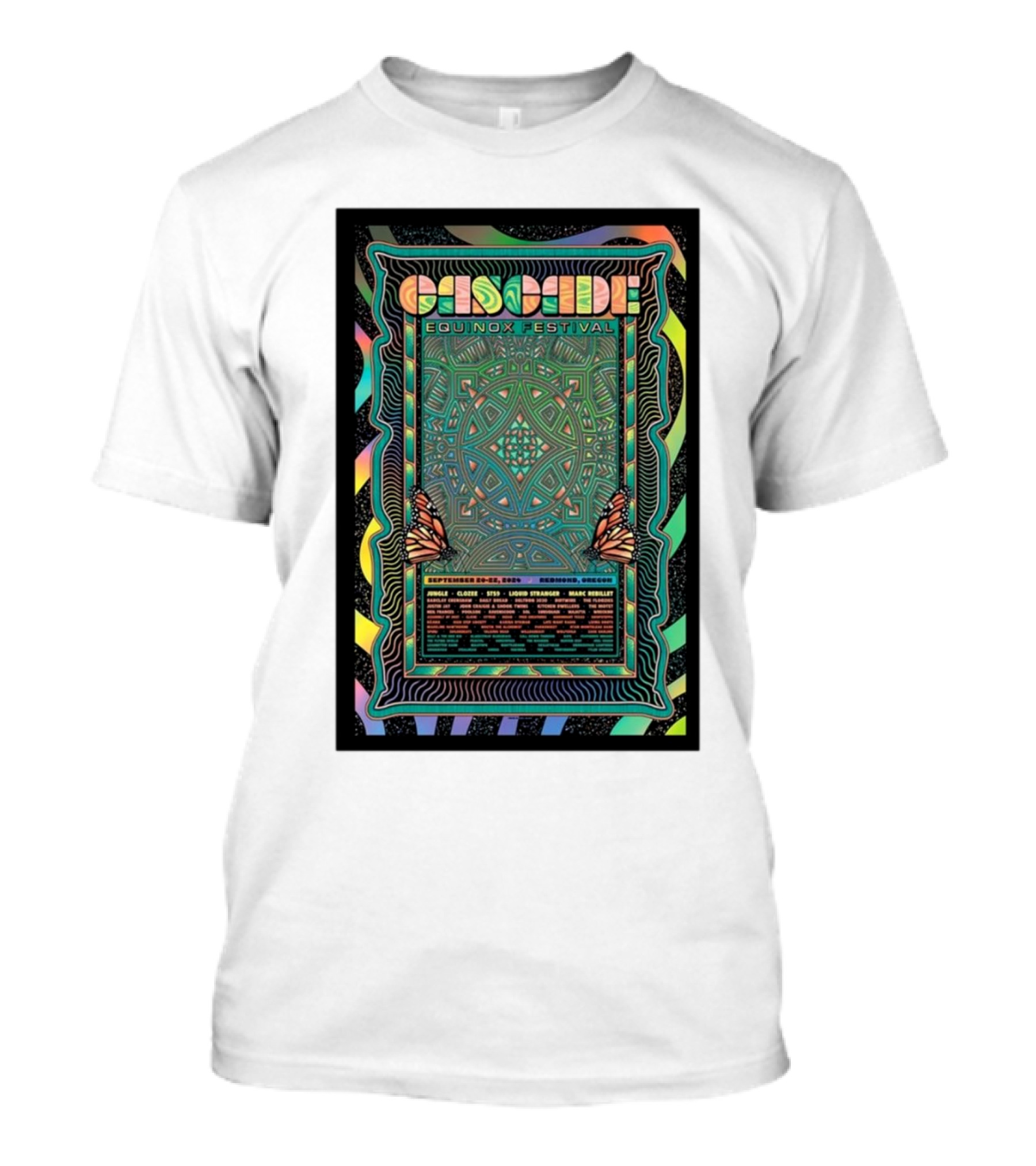 Cascade Equinox Festival Sept 20-22 2024 Redmond OR Psychedelic Art Butterfly T-Shirt