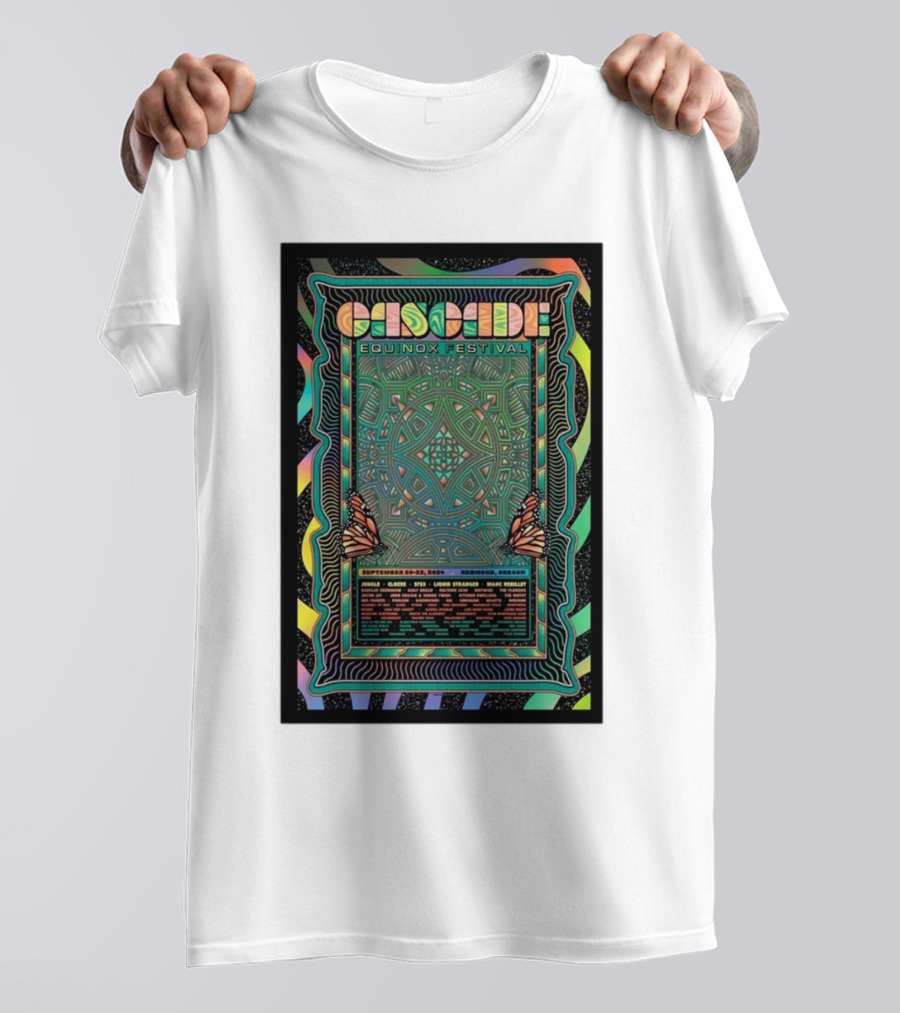 Cascade Equinox Festival Sept 20-22 2024 Redmond OR Psychedelic Art Butterfly T-Shirt