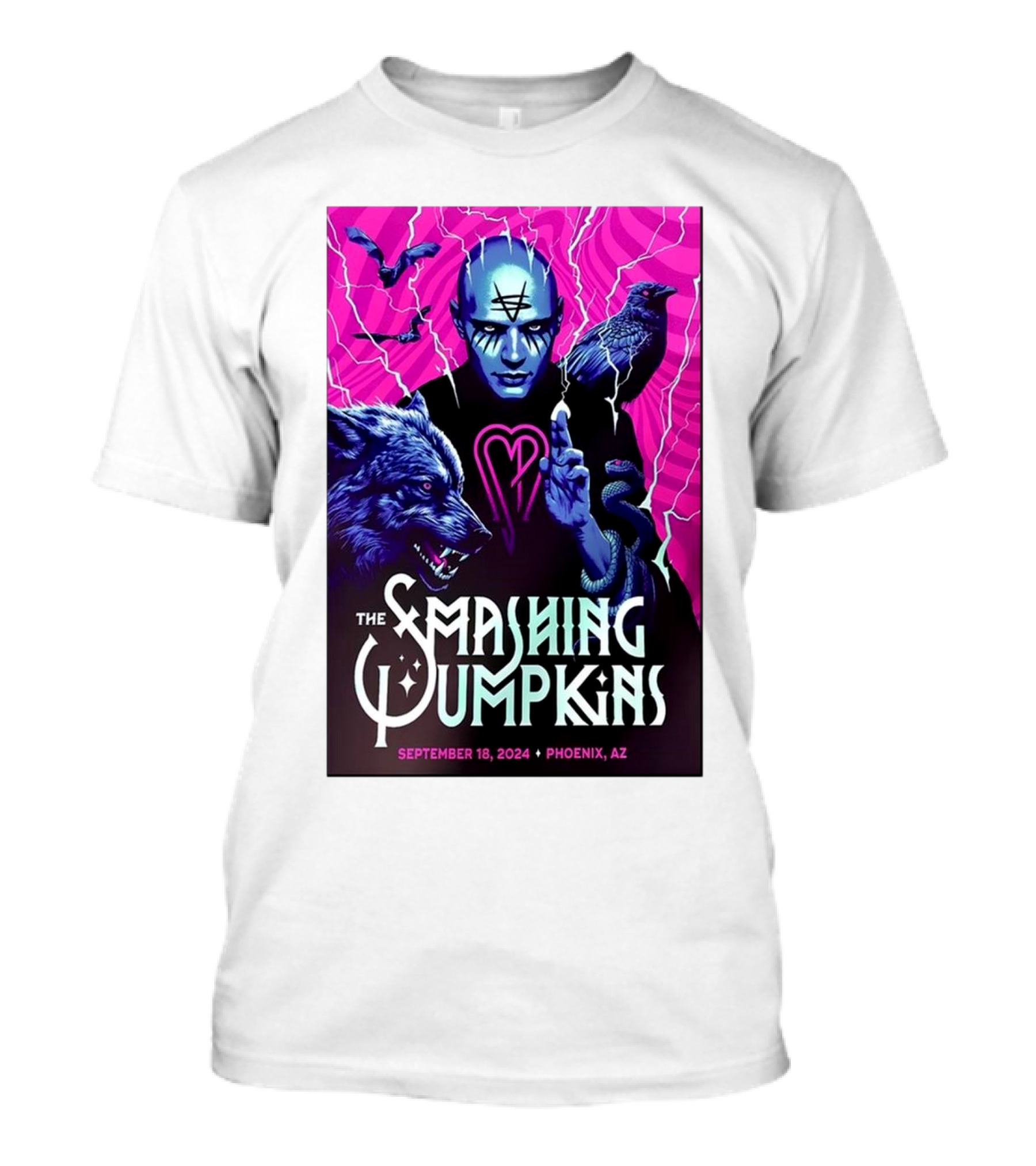 The Smashing Pumpkins September 18 2024 Phoenix AZ Event Poster With Mystical Figure And Animals T-Shirt