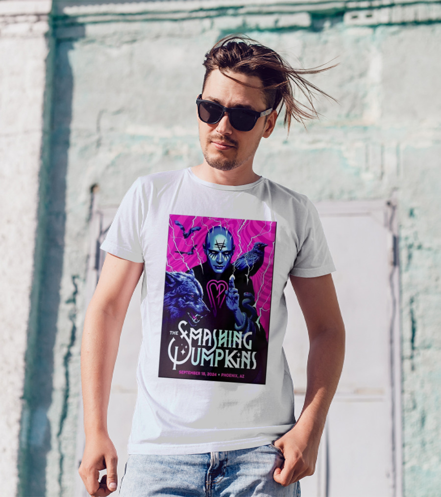 The Smashing Pumpkins September 18 2024 Phoenix AZ Event Poster With Mystical Figure And Animals T-Shirt