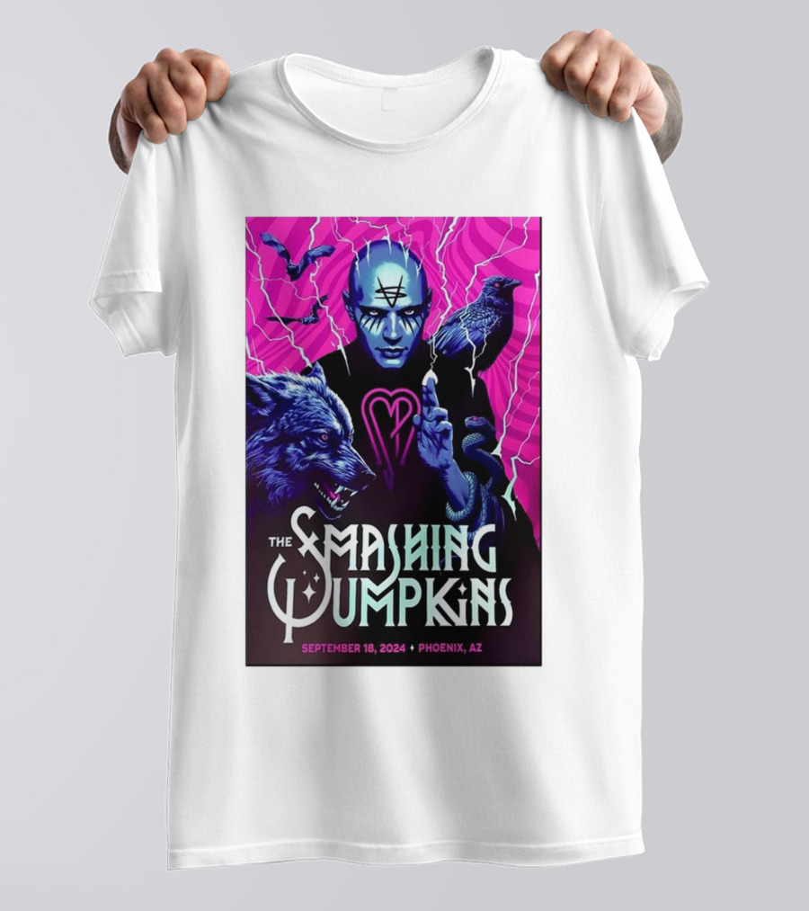 The Smashing Pumpkins September 18 2024 Phoenix AZ Event Poster With Mystical Figure And Animals T-Shirt