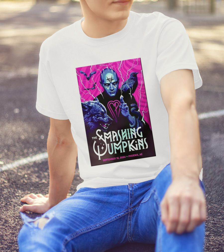 The Smashing Pumpkins September 18 2024 Phoenix AZ Event Poster With Mystical Figure And Animals T-Shirt