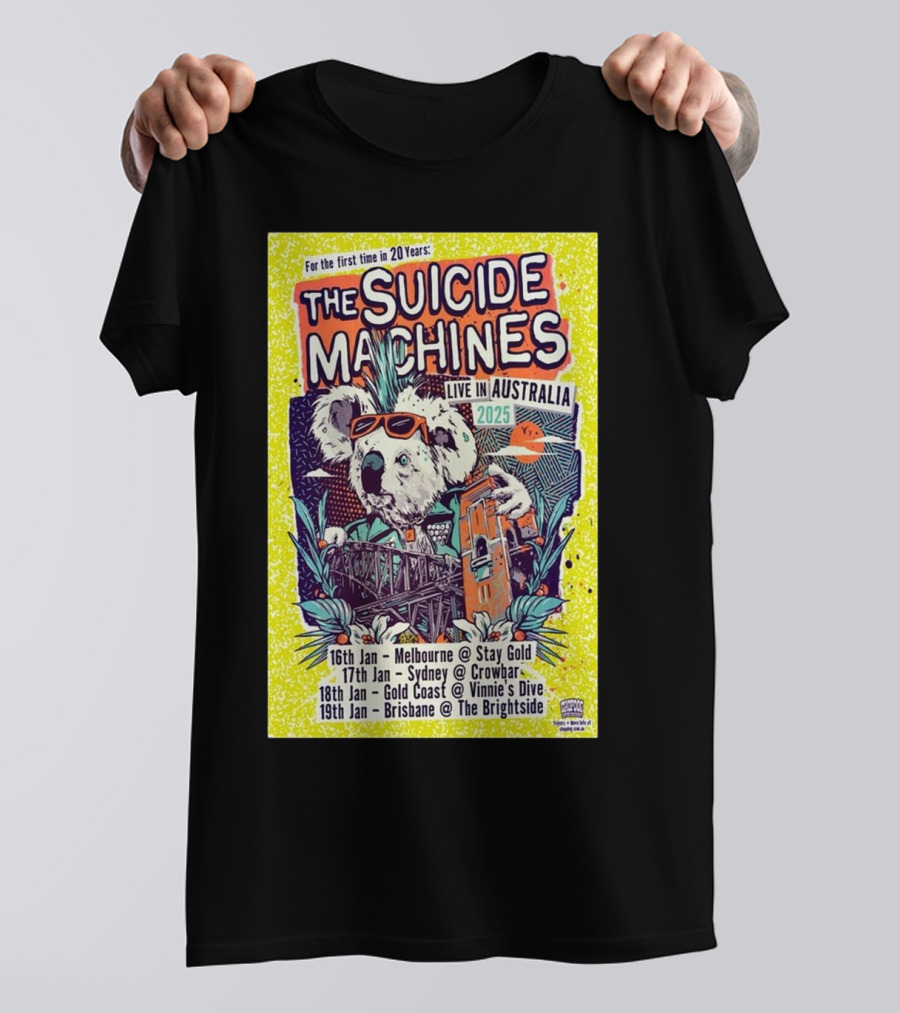 The Suicide Machines Live In Australia 2025 Tour Dates January Melbourne Sydney Gold Coast Brisbane T-Shirt