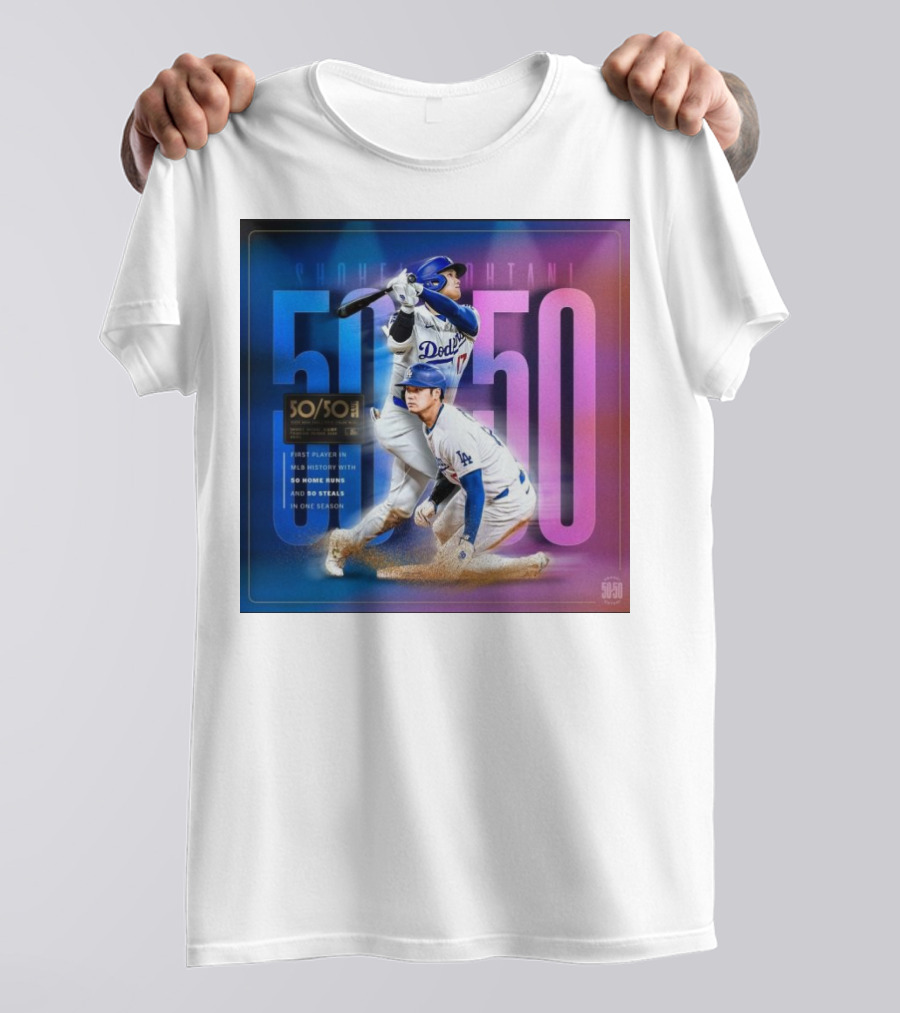 Shohei Ohtani 50/50 First Player MLB History 50 Home Runs And Steals Dodgers T-Shirt