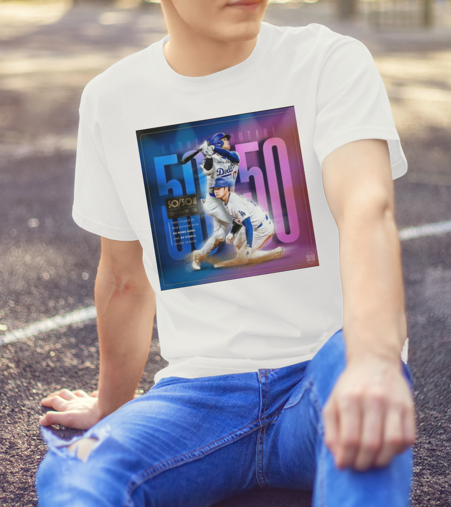 Shohei Ohtani 50/50 First Player MLB History 50 Home Runs And Steals Dodgers T-Shirt