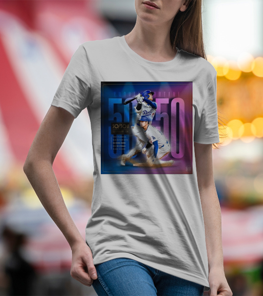 Shohei Ohtani 50/50 First Player MLB History 50 Home Runs And Steals Dodgers T-Shirt