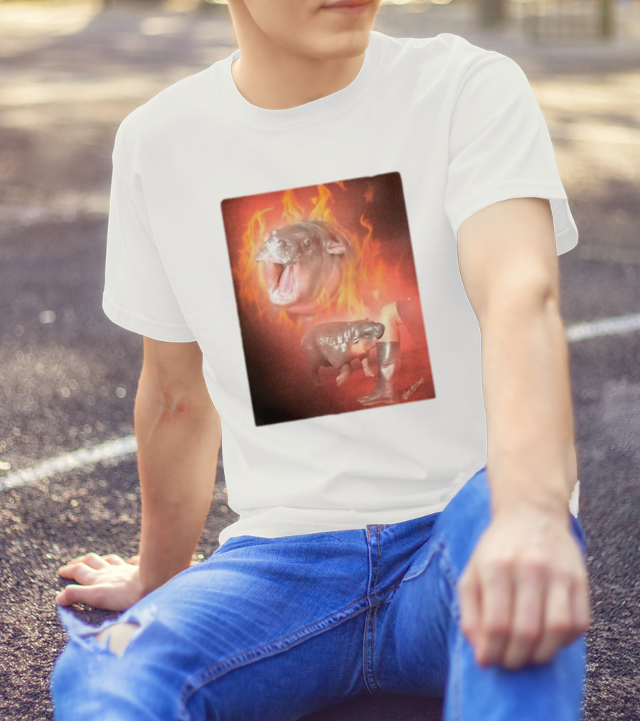 Twaniimals Moo Deng Mood Hippos On Fire T-Shirt