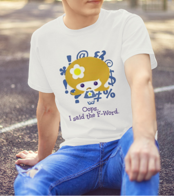 Aaron Rare Oops I Said The F-Word Cute Character With Symbols T-Shirt
