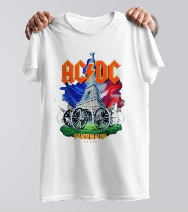 ACDC Paris France PWR UP Tour Europe 2024 August 13th We Salute You Hippodrome Paris Longchamp Eiffel Tower France Flag T-Shirt