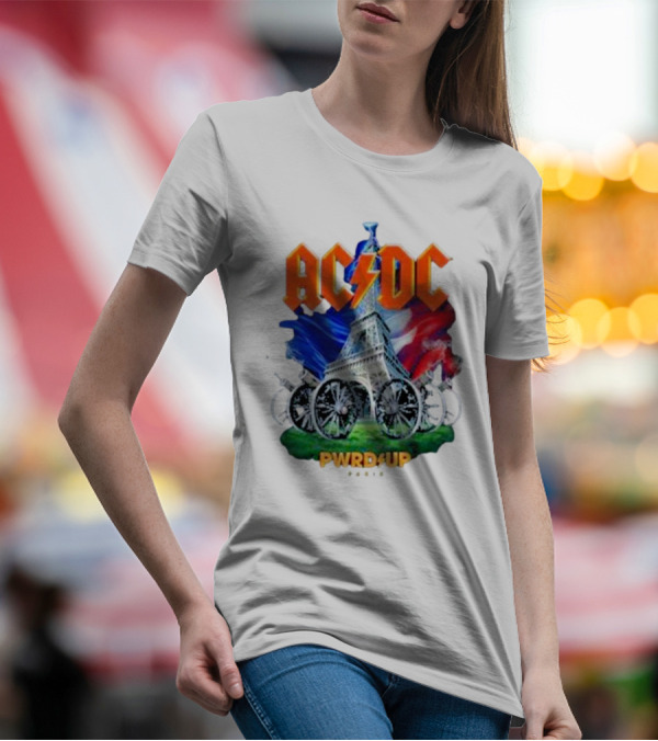 ACDC Paris France PWR UP Tour Europe 2024 August 13th We Salute You Hippodrome Paris Longchamp Eiffel Tower France Flag T-Shirt