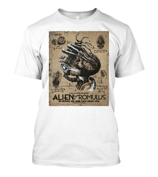 Alien Romulus Anatomy In Space No One Can Hear You Sketches T-Shirt