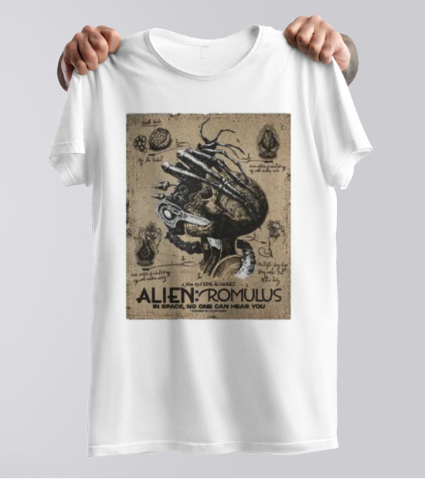 Alien Romulus Anatomy In Space No One Can Hear You Sketches T-Shirt