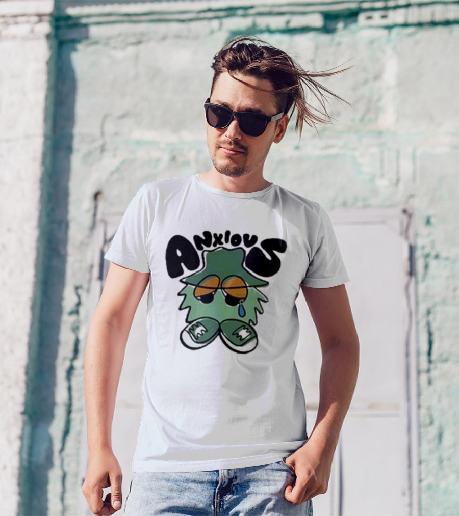 Anxious Fuzzball Green Teardrop Sneaker Character T-Shirt