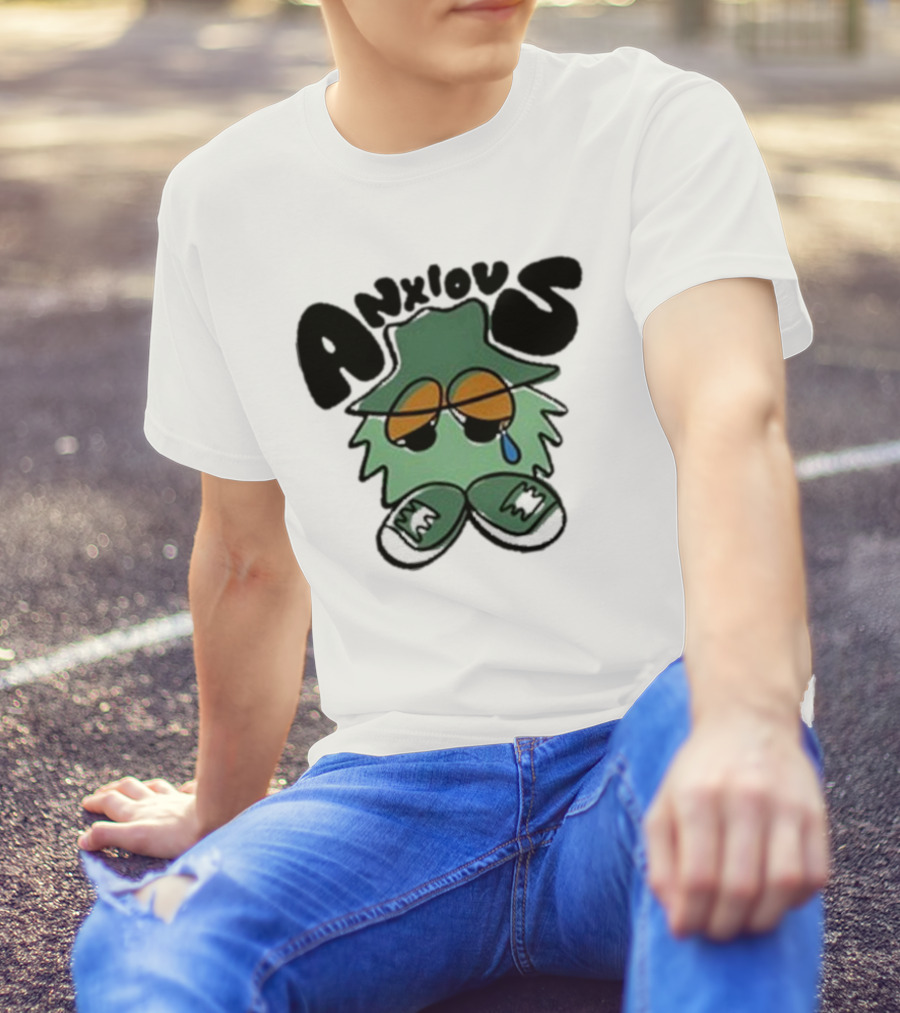 Anxious Fuzzball Green Teardrop Sneaker Character T-Shirt