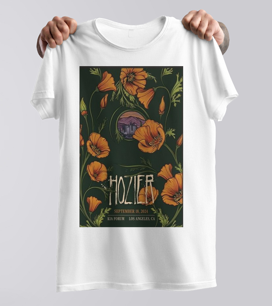 Hozier Kia Forum Los Angeles September 18 2024 Concert With Floral T-Shirt
