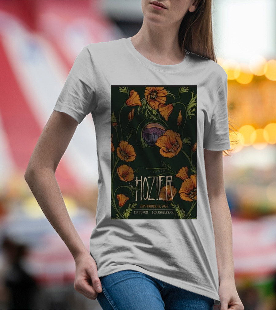 Hozier Kia Forum Los Angeles September 18 2024 Concert With Floral T-Shirt