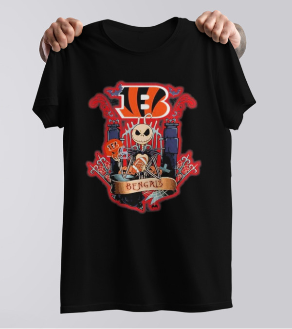 Jack Skellington Bengals Halloween Football Fan T-Shirt