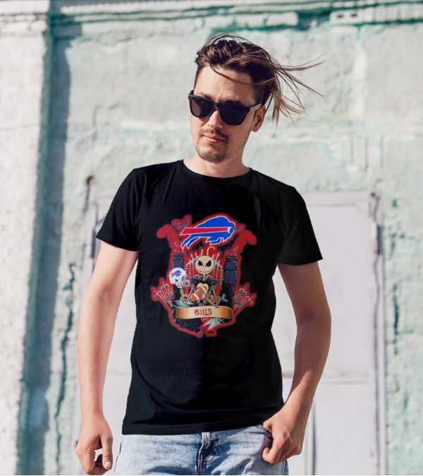 Jack Skellington Buffalo Bills Halloween Football Fan T-Shirt