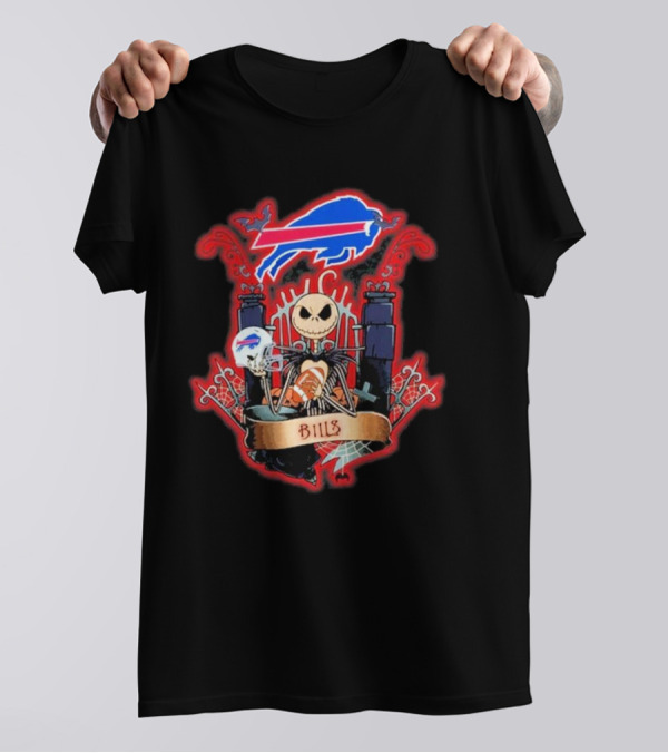 Jack Skellington Buffalo Bills Halloween Football Fan T-Shirt